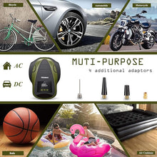 Load image into Gallery viewer, TEROMAS Tire Inflator Portable Air Compressor, Air Pump DC/AC for Car Tires 12V DC and Other Inflatables at Home 110V AC, Digital Electric Tire Pump with Pressure Gauge(Green)