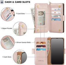 Load image into Gallery viewer, Antsturdy Compatible with Samsung Galaxy S25 Plus Wallet Case with Card Holder,PU Leather Phone Case Flip Protective Cover RFID Blocking Wrist Strap Credit Card Slots Kickstand Men Women,Rose Gold