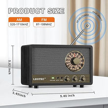 Load image into Gallery viewer, LEOTEC AM FM Radio,Retro Wood Table Radio,Portable Bluetooth Speaker Plug in Wall,Best Reception with AUX,Headphone Jack,Great for Home,Outdoor,Black
