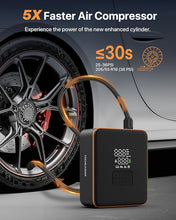 Load image into Gallery viewer, Portable Tire Inflator Air Compressor, 5X Faster Inflation with 7800mAh 12V DC Dual Power Electric, Digital Pressure Gauge Cordless Air Pump for Car, SUV, Bicycles, and More(150 PSI)