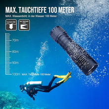 Load image into Gallery viewer, Trustfire DF006 Dive Light, 2300 Lumen Diving Flashlight, 100 Meters Scuba Diving Flashlight, IPX8 Waterproof Underwater Flashlight, 3 Modes Dive Lights Scuba Diving with Scuba Flashlight Holder Glove