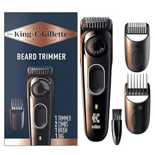 Load image into Gallery viewer, King C. Gillette Cordless Beard Trimmer for Men, Kit includes 1 Trimmer, 3 Interchangeable Combs, 1 Cleaning Brush, 1 Charger, 1 Travel Bag, BLUE