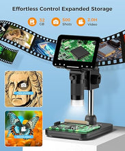 Load image into Gallery viewer, LCD Digital Microscope,4.3 Inch 1080P 10 Megapixels,10MP Camera Video Recorder with HD Screen,1-1000X Magnification Zoom Wireless USB Stereo Microscope Camera,