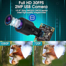 Load image into Gallery viewer, USB Camera Module 1080P, 0.01Lux Low Light USB Camera 2.8-12mm Varifocal Lens Industrial Camera with Microphone H.264 2MP CMOS IMX323 UVC USB Webcam Board for Window Linux Android Mac