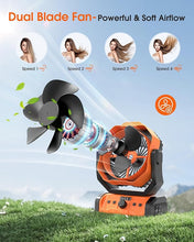Load image into Gallery viewer, Portable Rechargeable Camping Fan - 20000mAh Cordless Battery Powered Fan with LED Lantern, Remote Auto Oscillating USB C Table Battery Operated Tent Fan for Travel Outdoor Beach