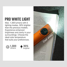 Load image into Gallery viewer, OLIGHT Arkfeld Pro Rechargeable EDC Flashlight with Green Beam, UV Light and White LED Combo, 1300 Lumens Portable Flat Flashlights, Triple Light Sources Pocket Lights for Working (Orange CW)