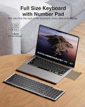 Load image into Gallery viewer, ProtoArc Foldable Bluetooth Keyboard, XK01 Folding Wireless Portable Keyboard with Numeric Keypad, Full-Size Travel Keyboard for iPad Tablet Smartphone Laptop PC Windows iOS Android, Black Silver