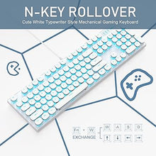 Load image into Gallery viewer, Camiysn Typewriter Style Mechanical Gaming Keyboard, White Retro Punk Gaming Keyboard with Blue Backlit, 104 Keys Blue Switch Wired Cute Keyboard, Round Keycaps for Windows/Mac/PC