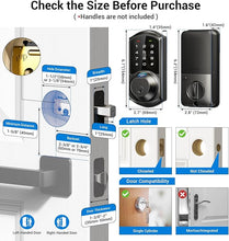 Load image into Gallery viewer, Veise Fingerprint Smart Lock for Front Door, 7-in-1 Keyless Entry Deadbolt with App Control, Electronic Digital Locks with Touchscreen Keypad, Auto Lock, Easy Install, Waterproof, Matte Black