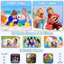 Load image into Gallery viewer, Agoigo Kids Waterproof Camera Toys for 3-9 Year Old Boys Girls Christmas Birthday Gifts HD Children's Digital Action Camera 2 Inch Screen with 32GB Card (Dark Blue)