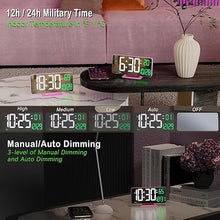 Load image into Gallery viewer, KOSUMOSU Pink Digital Clock 6.7in Desk Clock with Dual Alarm Clock, Dimming, 12/24h, Date, Day of Week, Temp, Digital LED Clock, Alarm Clock for Table, Digital Calendar Table Clocks for Bedrooms