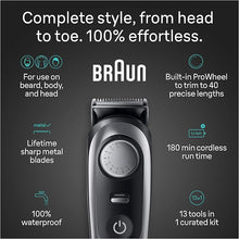 Load image into Gallery viewer, Braun All-in-One Style Kit Series 9 9440, 13-in-1 Trimmer for Men with Beard Trimmer, Body Trimmer for Manscaping, Hair Clippers & More, Sharpest Blade, 40 Length Settings,