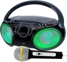 Load image into Gallery viewer, SingingWood NP030AB-GK Portable Karaoke System, Portable CD Player Boombox with Bluetooth for Home AM FM Stereo Radio, Headphone Jack, Portable Karaoke Supported AC or Battery Powered - Black