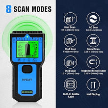 Load image into Gallery viewer, Stud Finder Wall Scanner, Upgraded 8 in 1 Magnetic Stud Sensor Wall Detector, with Bubble Level, Nail Beam Finders Center and Edge for Wood AC Wire Metal Studs Joist Pipe, HD LCD Screen