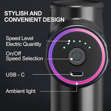 Load image into Gallery viewer, Mini Massage Gun,Portable Deep Tissue Muscle Fashion Back Massager, Handheld Percussion Massager for Pain Relief with 6 Intensities, 4 Heads, Coloured Light?Gifts for Men and Women