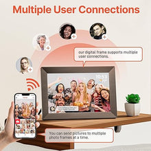Load image into Gallery viewer, Frameo 10.1" Digital Picture Frame with 32GB Memory Wood WiFi Electronic Photo Frame 1280 x 800 IPS Touch Screen Auto-Rotate Slideshow Wall Mountable Share Photos/Video Remotely Anywhere