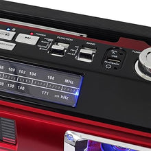 Load image into Gallery viewer, Studebaker SB2149R Master Blaster Bluetooth Boombox with AM/FM Radio, USB Port, CD Player with MP3 Playback, LED EQ and 10 Watts RMS Speaker in Red