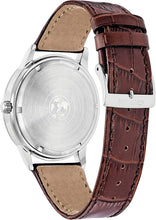 Load image into Gallery viewer, Citizen Men's Eco-Drive Corso Classic Watch in Stainless Steel with Brown Leather strap, Blue Dial (Model: BU2070-12L)