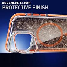 Load image into Gallery viewer, CCSmall Bling Sparkle Cute Clear Case for Apple iPhone 16 Pro – Crystal Anti-Yellowing, Compatible for MagSafe with Camera Ring Stand for Girls Women for iPhone 16 Pro XCS Orange