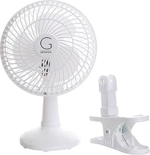 Load image into Gallery viewer, Genesis 6-Inch Clip Convertible Table-Top & Clip Fan Two Quiet Speeds - Ideal For The Home, Office, Dorm, More Off White