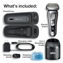 Load image into Gallery viewer, Braun Electric Razor for Men, Waterproof Foil Shaver, Series 9 Pro 9477cc, Wet & Dry Shave, with Portable Charging Case, ProLift Beard Trimmer, 5-in-1 Cleaning & Charging SmartCare Center, Silver
