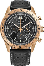 Load image into Gallery viewer, Citizen Men's Eco-Drive Weekender Sport Casual, Rose Gold-Tone Stainless Steel Watch, Black Leather Watch, Chronograph (Model: CA4553-01E)