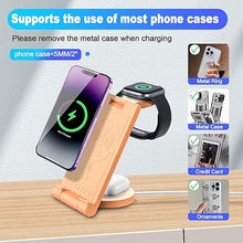Load image into Gallery viewer, 2024 Upgrated Foldable Wireless Charger: 3 in 1 Charger Stand Multiple Devices for Apple - iPhone 16 15 14 Pro Max 13 12 11 - Watch 10 9 8 7 6 5 4 3 2 SE and Ultra Series - Airpods 4 3 2 Pro Orange