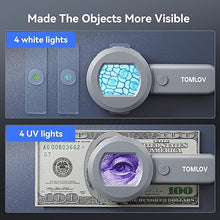 Load image into Gallery viewer, TOMLOV P10 Microscope for Adults Kids, Portable 100X Illuminated Jewelers Loupe, Handheld Coin Magnifier with Light for Collectors, Pocket Trichome Magnifying Glass, Digital Microscope with 2" Screen