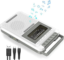 Load image into Gallery viewer, Cassette Player Recorder Converter,Record to Cassettes/USB/SD Card via Mic, Portable Cassette to MP3 Music via U Disk/SD Card or PC, Cassette Tape Player with Headphone Jack,Retractable Handle (White)