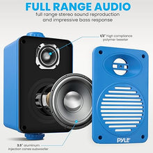 Load image into Gallery viewer, Pyle Indoor Outdoor Speakers Pair - 200 Watt Dual Waterproof 3.5” 2-Way Full Range Speaker System w/ 1/2” High Compliance Polymer Tweeter - in-Home, Boat, Marine, Deck, Patio, Poolside (Blue)