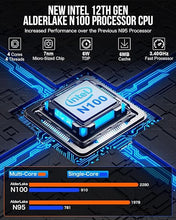 Load image into Gallery viewer, GMKtec Desktop Mini PC Intel N100 Windows 11 Pro 12GB DDR5 256GB SSD Dual LAN, Mini Computer 4K Triple Display, WiFi6, BT5.2, Energy Efficient