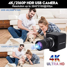 Load image into Gallery viewer, USB Camera 4K Ultra HD Webcam with 5-50mm Varifocal Lens USB Camera High Resolution 3840P Optical Web Camera,Manual Zoom Conference Webcam Support OPENCV on Mac/Window/Linux