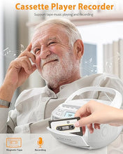 Load image into Gallery viewer, Greadio CD Player Boombox Cassette Player Combo with Bluetooth,AM/FM Radio,Stereo Sound with Remote Control,AUX/USB Drive,Tape Recording,AC/DC Powered,Headphone Jack,LCD Display for Home,Kids,Gift