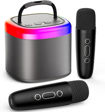 Load image into Gallery viewer, JYX Mini Karaoke Machine for Kids, Portable Bluetooth Karaoke Speaker Unpowered Cabinets with 2 Wireless Microphones and Party Lights and Adults, Birthday Gifts for Girls Boys Family Party(Dark Gray)