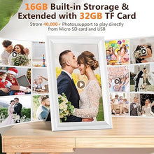 Load image into Gallery viewer, Smart White Digital Picture Frame WiFi Send Photos from Your Phone 16GB Storage 10.1inch 1280x800 IPS Touch Screen Digital Photo Frame Auto-Rotate Wall Mountable Photo Picture Frame Digital