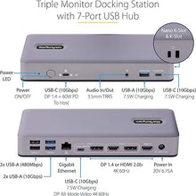 Load image into Gallery viewer, StarTech.com USB-C Docking Station Multi Monitor HDMI/DP/USB-C Video Output, Triple Monitor 4K30/Dual 4K60, 7-Port USB Hub, 60W Power Delivery, GbE, 3.5mm Audio, Works with Chromebook, TAA