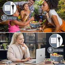 Load image into Gallery viewer, Electric Lunch Box, 3 in 1 Heated Lunch Box for adults, Portable Heating Lunch Box with 1.5L Removable Stainless Steel Container for Office/Car/Truck, 110V 24V 12V, 80W-60W, Black Grey