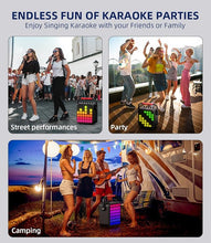 Load image into Gallery viewer, Karaoke Machine for Adults & Kids with Full-Screen LED Lights, Portable Bluetooth Speaker with 2 Wireless Microphones, Bass/Treble Adjustment, Supports REC/TWS/FM/AUX/USB/TF Card for Home Party
