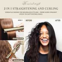 Load image into Gallery viewer, Titanelli 2 in 1 Titanium Hair Straightener and Curler | 100% Pure Ti-Thermal Technology Flat Iron | 1-Inch Professional Styling | Available in Black, Gold, and Pink (Gold)