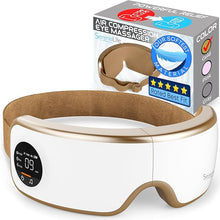 Load image into Gallery viewer, SereneLife Smart Eye Massager with Heat and Compression, Vibration, Music, Wireless Heated Mask for Migraines and Stress Therapy (Gold V2 Soft Fit)