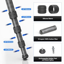 Load image into Gallery viewer, 85'' Tripod Carbon Fiber, Heavy Duty Tripod for Camera, Professional Camera Tripods Monopod with 52mm Ballhead, External Center Column Compact, WEYLLAN GX9 Max Tube 40mm for Dslr Camera Telephoto Lens, black_5015