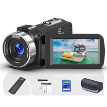 Load image into Gallery viewer, 8K 64MP Video Camera 18X Digital Camcorder Video Camera for YouTube 3.0 inch Flip Screen Camcorder Vlogging Camera with 32GB SD Card, 2.4G Remote Control, Two Batteries, jetblack_1