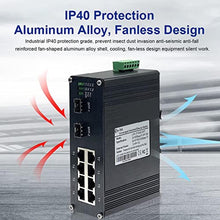 Load image into Gallery viewer, 8X1000M PoE IEEE802.3af/at 30W-2X100/1000M SFP Industrial PoE Switch, black_986