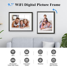Load image into Gallery viewer, 9.7" Digital Picture-Frame WiFi Smart-Photo-Frame - Wi-Fi Frame with IPS Touch Screen, 32GB, Wall-Mounted, Motion Sensor, Send Picture Video via App Email, Free Cloud, Birthday Gift for Friend Family, Black_870