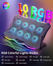 Load image into Gallery viewer, AICHESON Gaming Laptop Cooling Pad with 8 Fans, RGB Computer Stand for 15.6-17.3 Inch Notebook with 7 Height Slots, 2 USB Ports, AA3