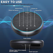 Load image into Gallery viewer, Pyle Portable Conference Speakerphone, Multifunctional Wireless BT Speaker Phone with USB C and Aux Cable, 10m Omnidirectional Microphone Coverage, Ideal for Home and Office Use