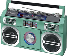 Load image into Gallery viewer, Studebaker SB2145TE 80's Retro Street Bluetooth Boombox with FM Radio, CD Player, LED EQ, 10 Watts RMS Power and AC/DC in Teal