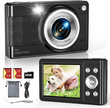 Load image into Gallery viewer, Upgrade Digital Camera, 56MP FHD 1080P Camera for Kids with 16x Zoom Anti Shake, Kid Camera with 32GB TF Card, Two Batteries, Lanyard, Compact Small Camera for Kids Boys Girls?Black?