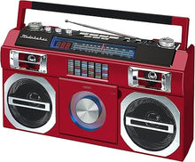 Load image into Gallery viewer, Studebaker SB2149R Master Blaster Bluetooth Boombox with AM/FM Radio, USB Port, CD Player with MP3 Playback, LED EQ and 10 Watts RMS Speaker in Red