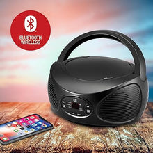 Load image into Gallery viewer, GPX Portable Bluetooth FM Radio Boombox and CD Player, Black (BCB119B)
